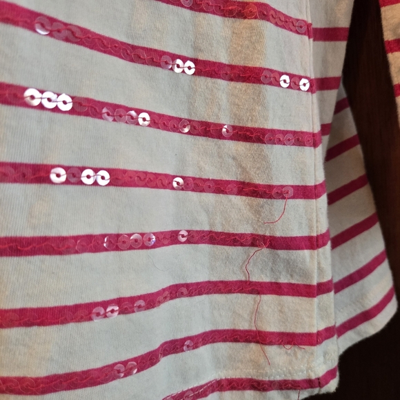 J.j Collectibles white & pink/red stripped t-shirt szM - Picture 3 of 8